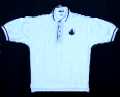 White Polo/Golf shirt, white cotton w/ thistle, 4-buttons