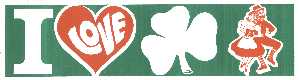 I (heart) (shamrock) (dancing couple) (white & red on green)