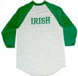 Escargot: Baseball shirt with "Irish"